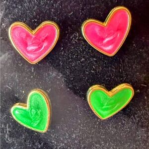 Heart-Shaped Pink OR Green Earrings